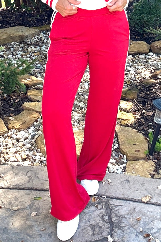 Amity Soft Side Stripped Pants : Red