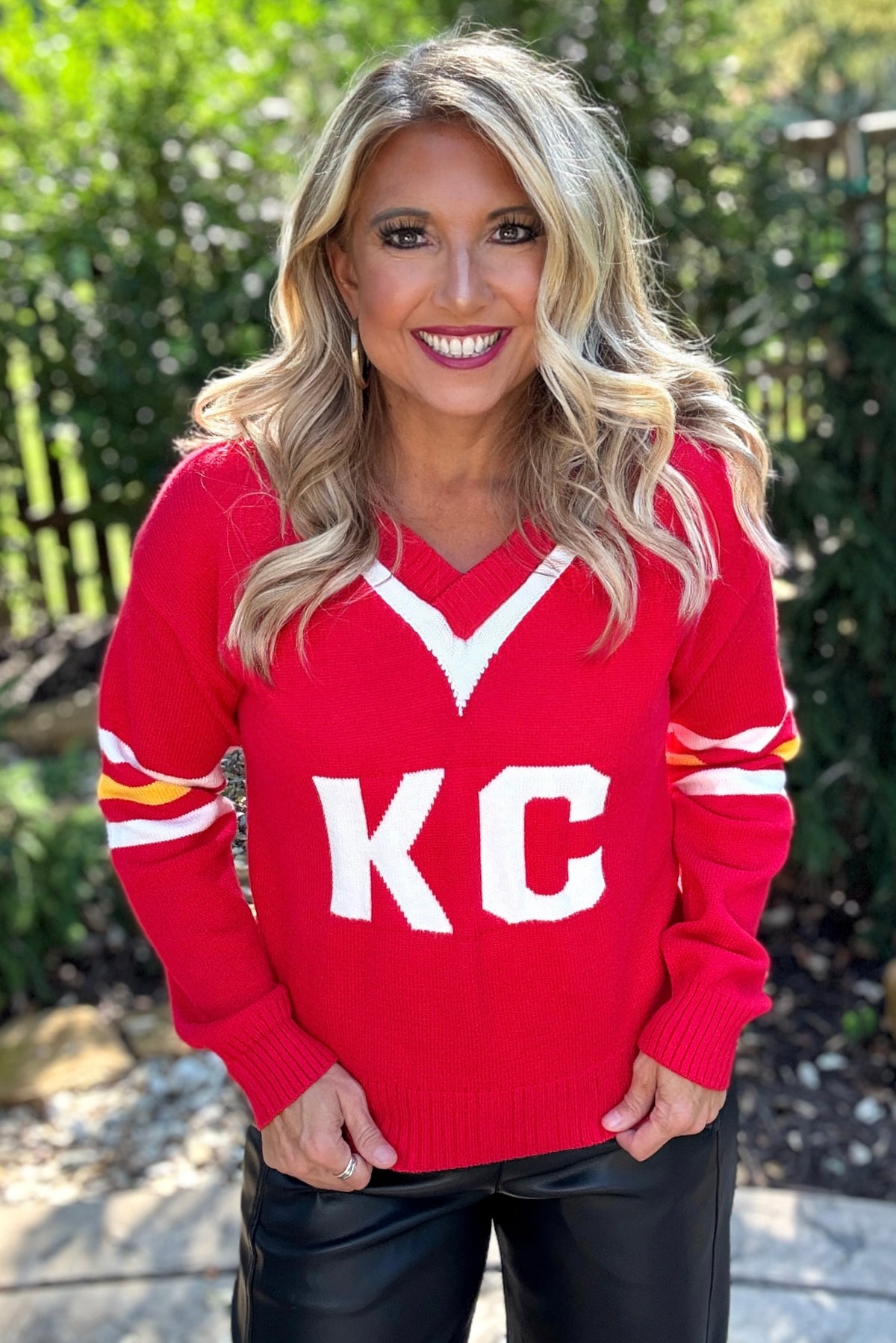 KC Varsity Vintage Cheer Sweater : Red