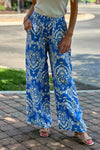 Maylah Woven Paisley Print Pants : Blue