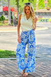 Maylah Woven Paisley Print Pants : Blue