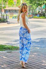 Maylah Woven Paisley Print Pants : Blue