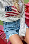 Judy Blue Londyn Star Print Cut Off Shorts : Med. Blue