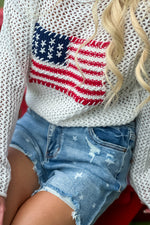 Judy Blue Londyn Star Print Cut Off Shorts : Med. Blue