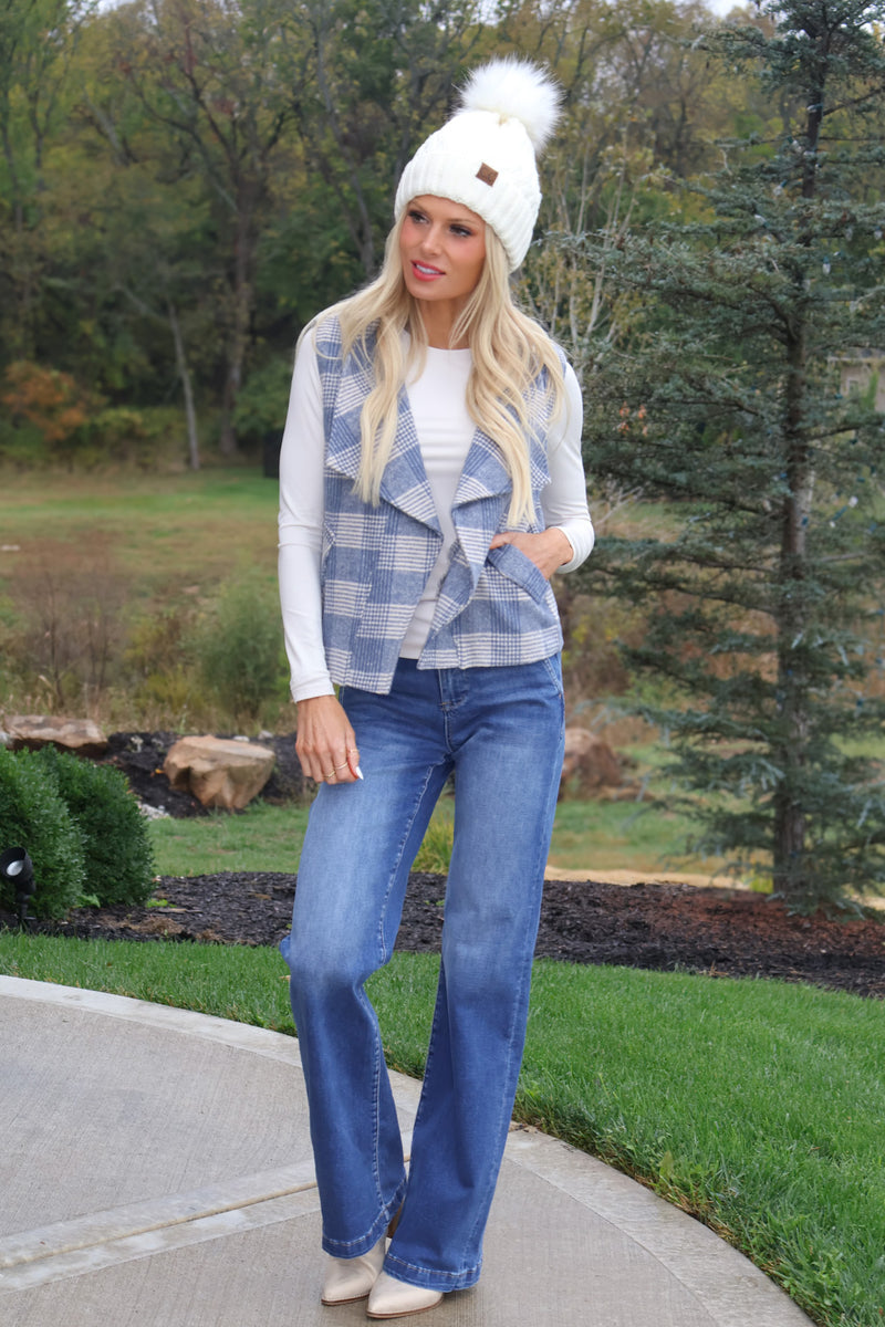 Maliah Plaid Vest : Blue