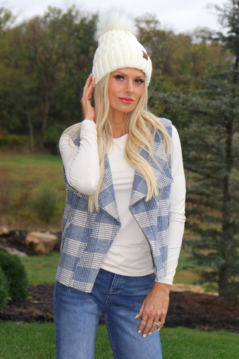 Maliah Plaid Vest : Blue