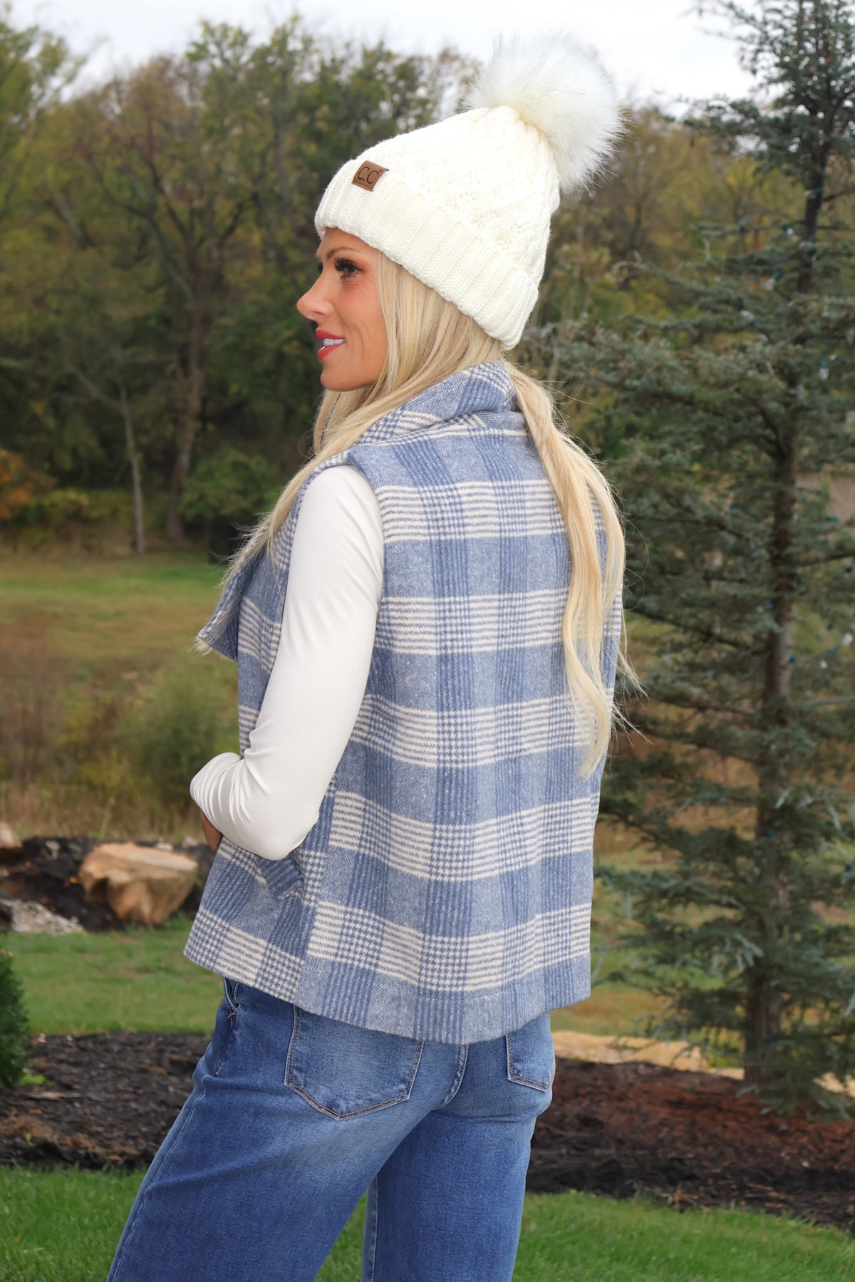 Maliah Plaid Vest : Blue