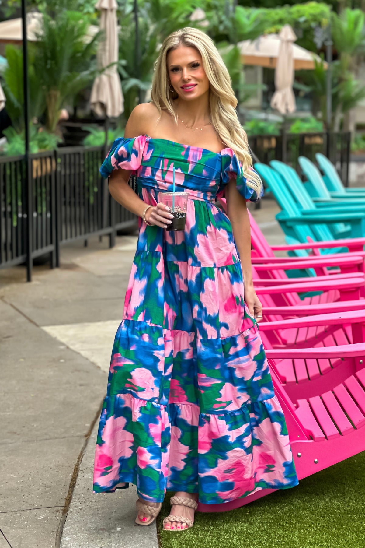 Remy Brushed Prints Maxi Dress : Blue