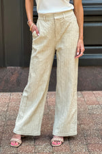 Nakiyah Textured Cotton Blend Wide Leg Pants : Natural