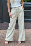 Nakiyah Textured Cotton Blend Wide Leg Pants : Natural