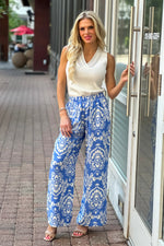 Maylah Woven Paisley Print Pants : Blue