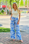 Maylah Woven Paisley Print Pants : Blue