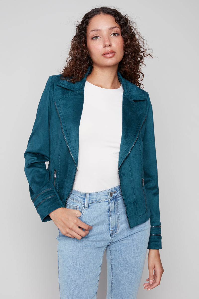 Charlie B Kesia Faux Suede Jacket - Evergreen