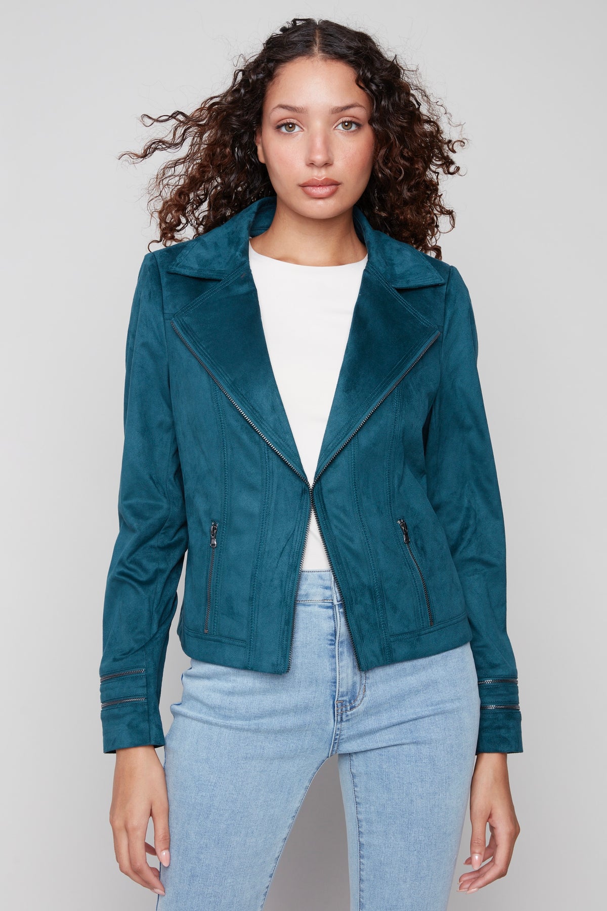 Charlie B Kesia Faux Suede Jacket - Evergreen