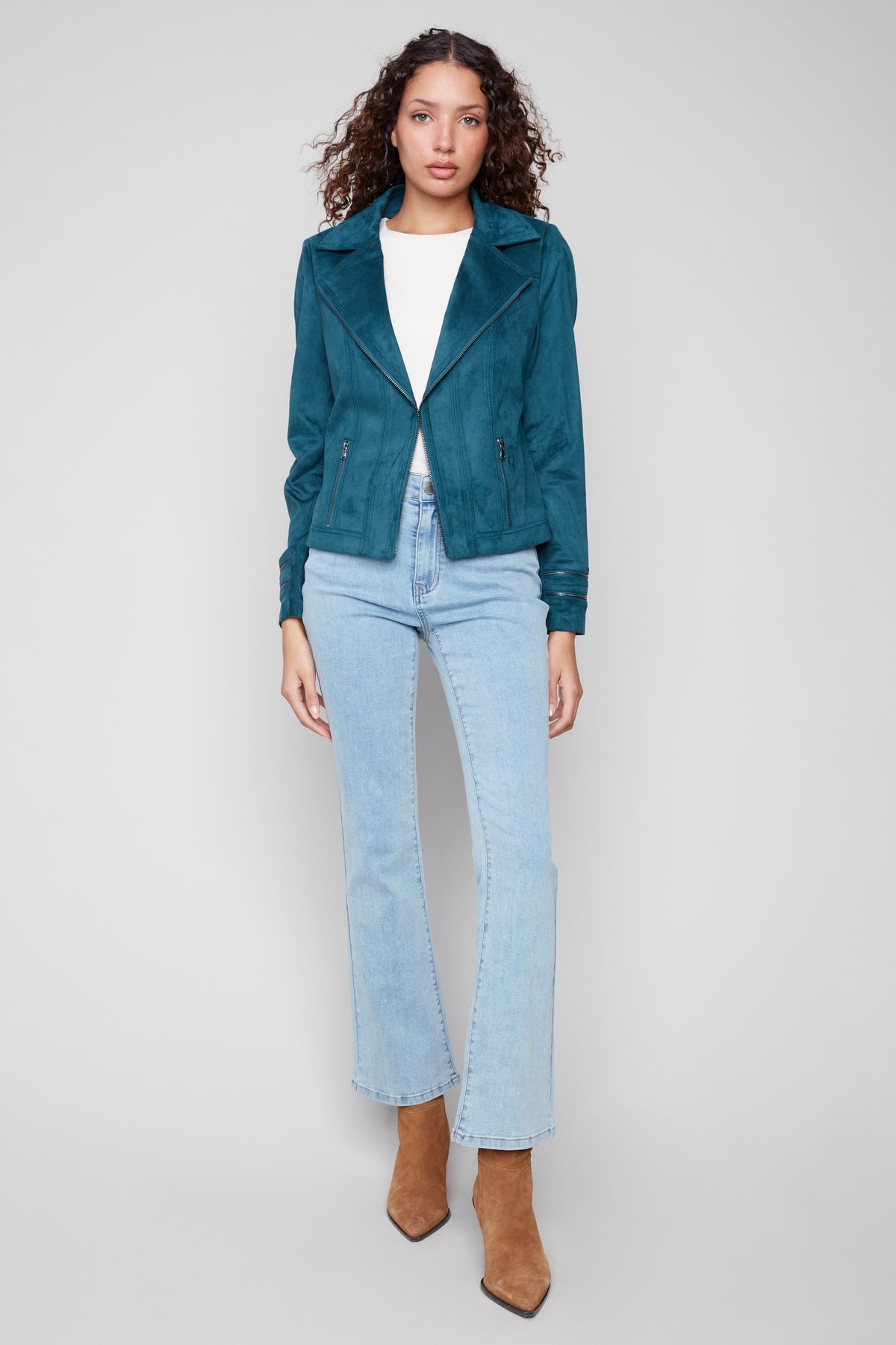 Charlie B Kesia Faux Suede Jacket - Evergreen