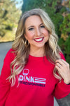 Dink Responsibly Pickeball Crew Neck Pullover : Red