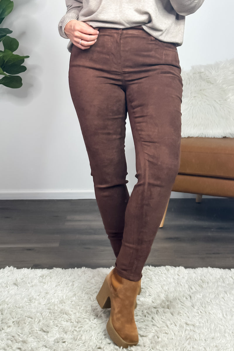 Liverpool Abby Ankle Suede Skinny Jean : Brown