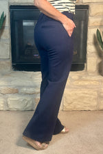 Klarissa Front Pocket Ponte Flare Lined Pants : Navy