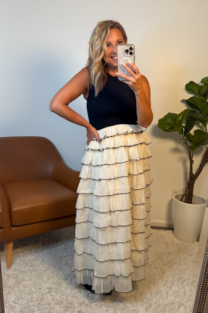 Sorel Tiered Maxi Dress : Black
