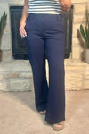 Klarissa Front Pocket Ponte Flare Lined Pants : Navy