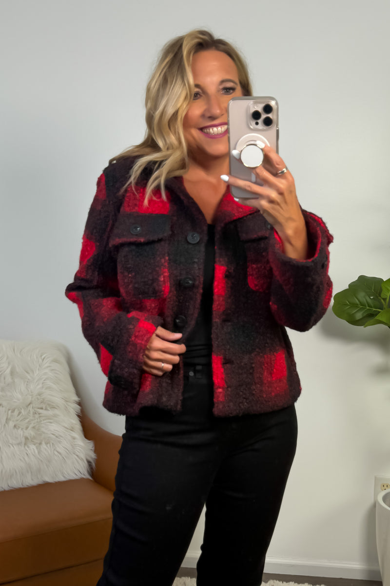 Liverpool Estes Park Boxy Shacket : Red