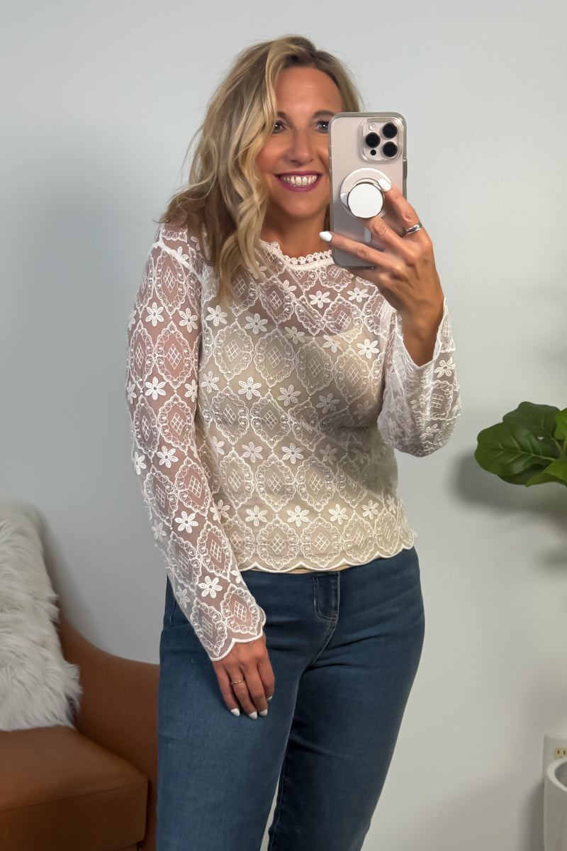 Serenity Floral Lace Top : Ivory