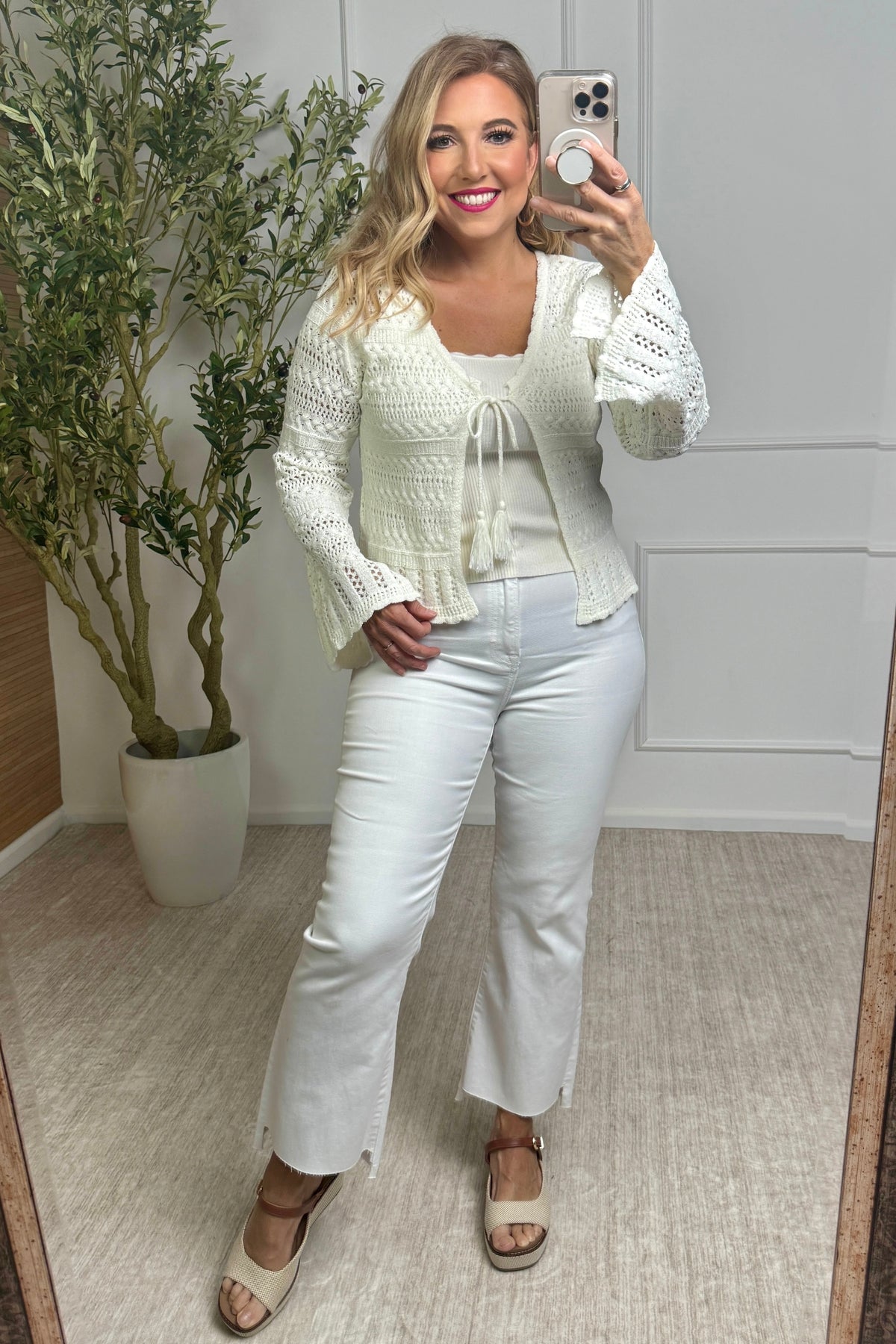 Malaysia Front Tie Cardigan : Off White