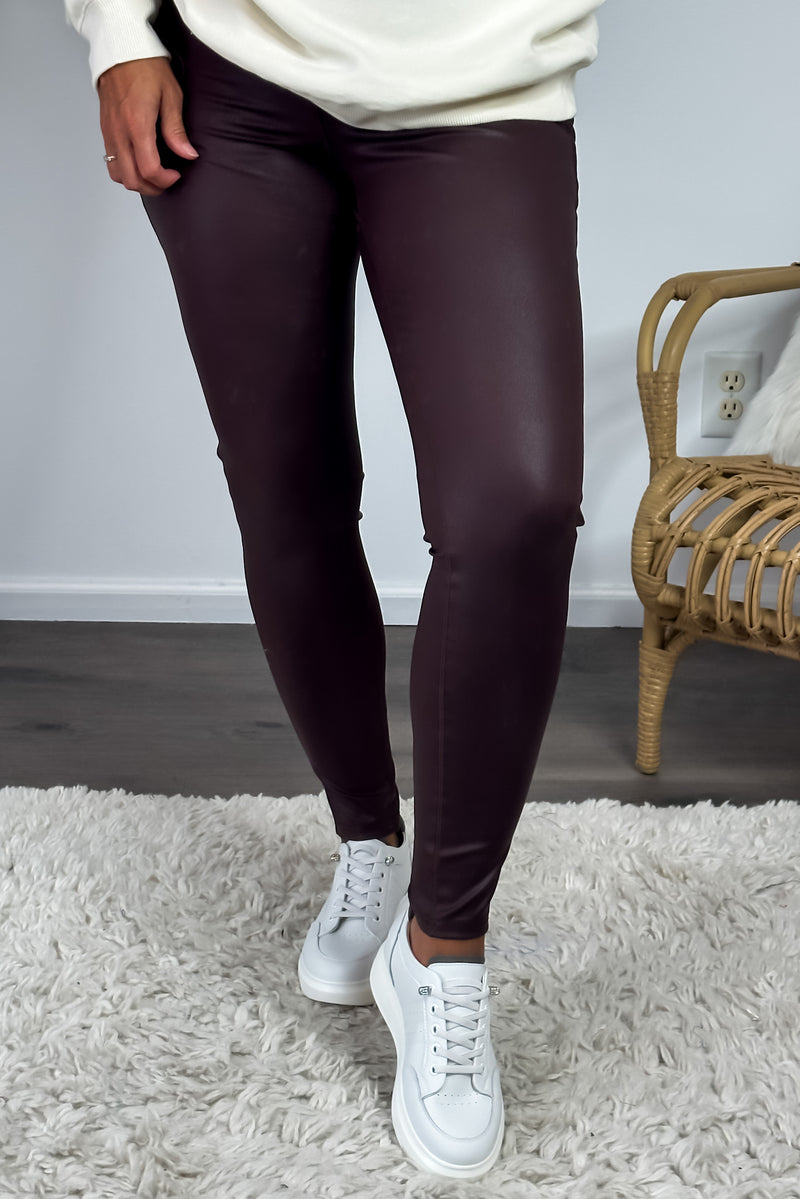 Thread & Supply Ava Faux Leather Stretch Leggings : Mahogany – TeaElla