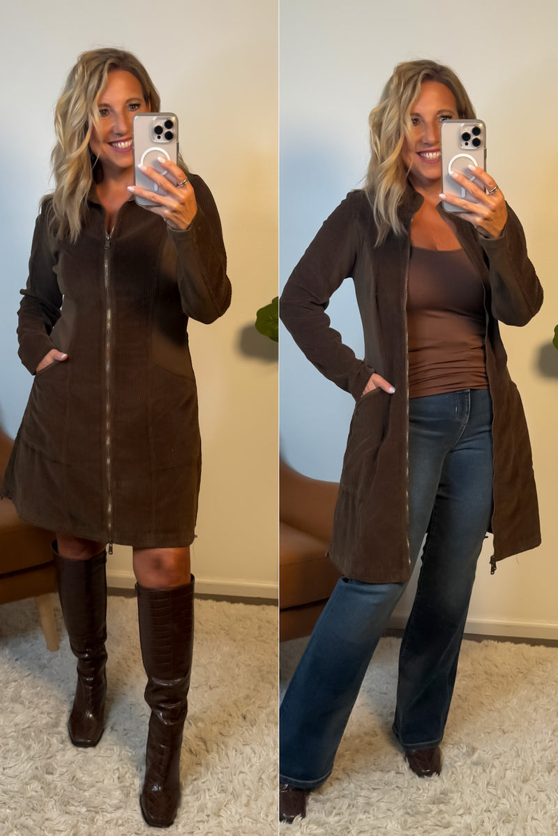 XCVI Uzma Corded Jacket Dress : Brownish Green