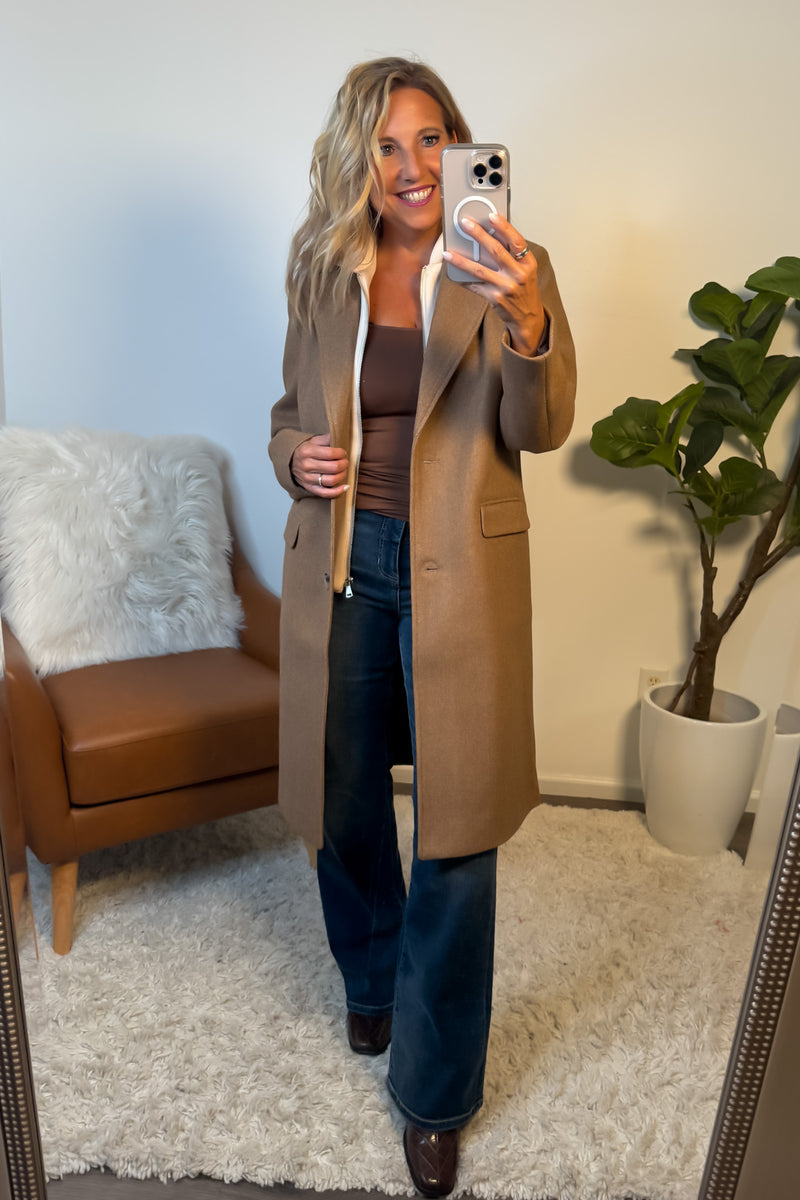 Tribal Sylvie Trench Coat w/ Hoodie : Biscotti