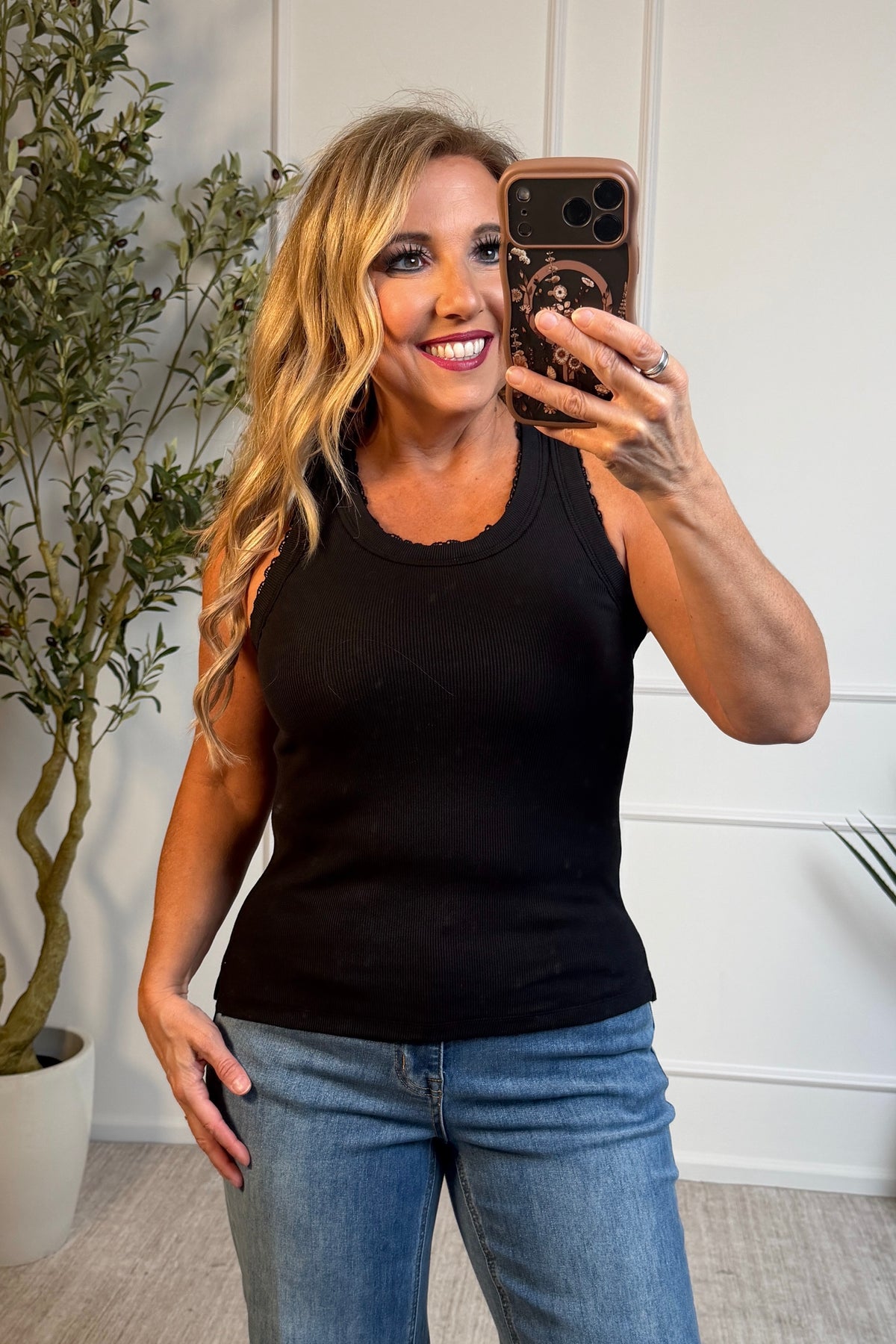 Kenna Ribbed Knit Tank Top : Black