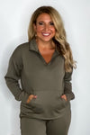 Keely Athleisure 1/4 Zip Pullover : Olive