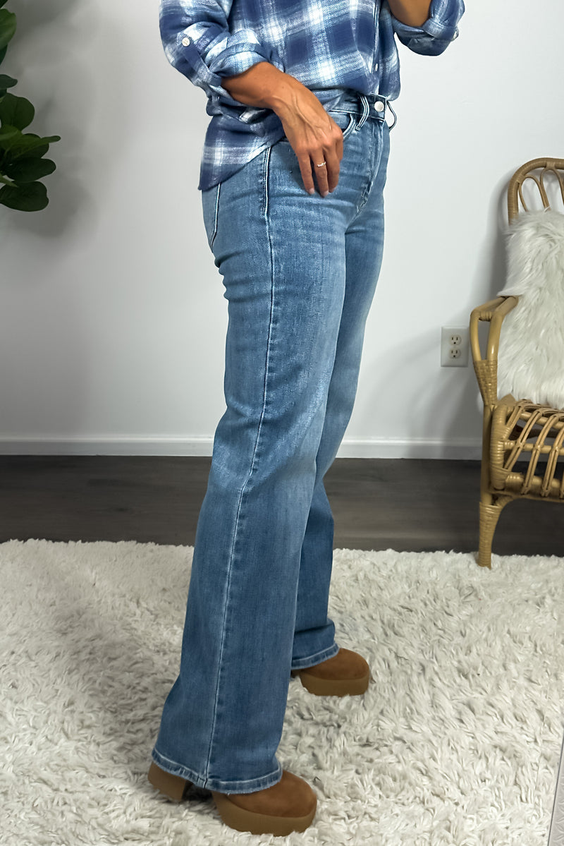 Judy Blue Giana Midrise Wide Leg Jean : Vintage Wash