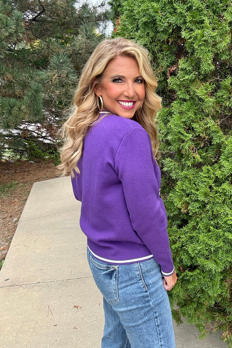 Kansas State Univ. Wicks Woven Sweater : Purple