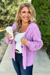 Now's Your Time Cable Knit Cardigan : Lavender