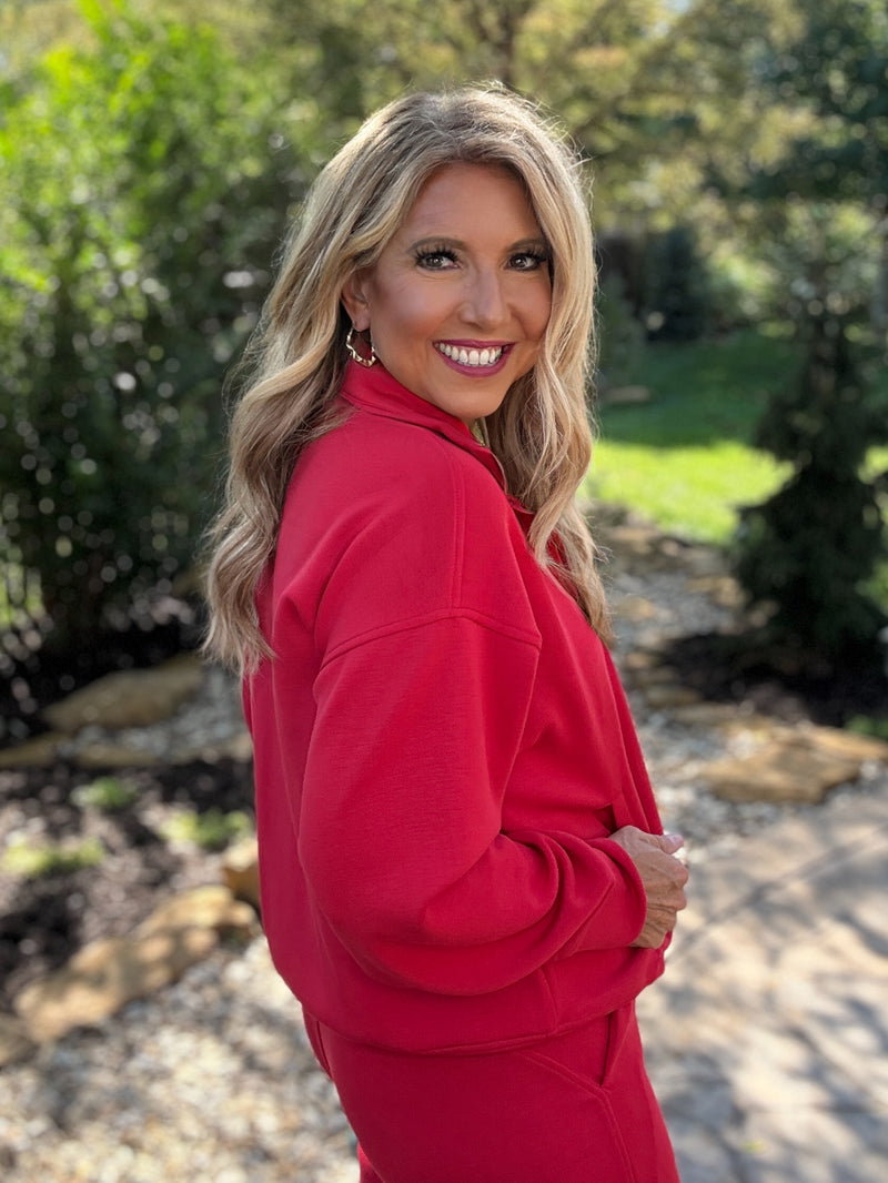 Nissa Quarter Zip Pullover : Red