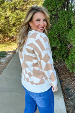 Gilly Tribal V Neck Sweater : Beige