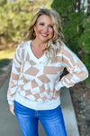 Gilly Tribal V Neck Sweater : Beige