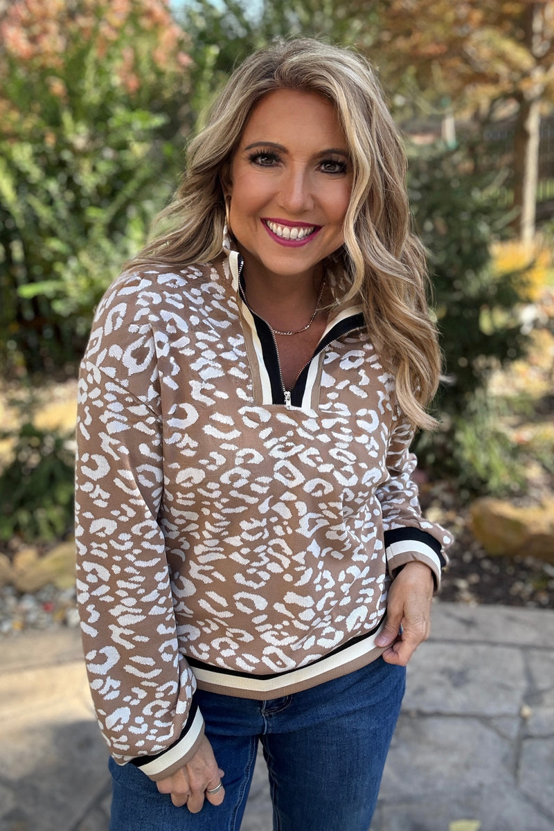 Zosia Quarter Zip Sweater : Taupe