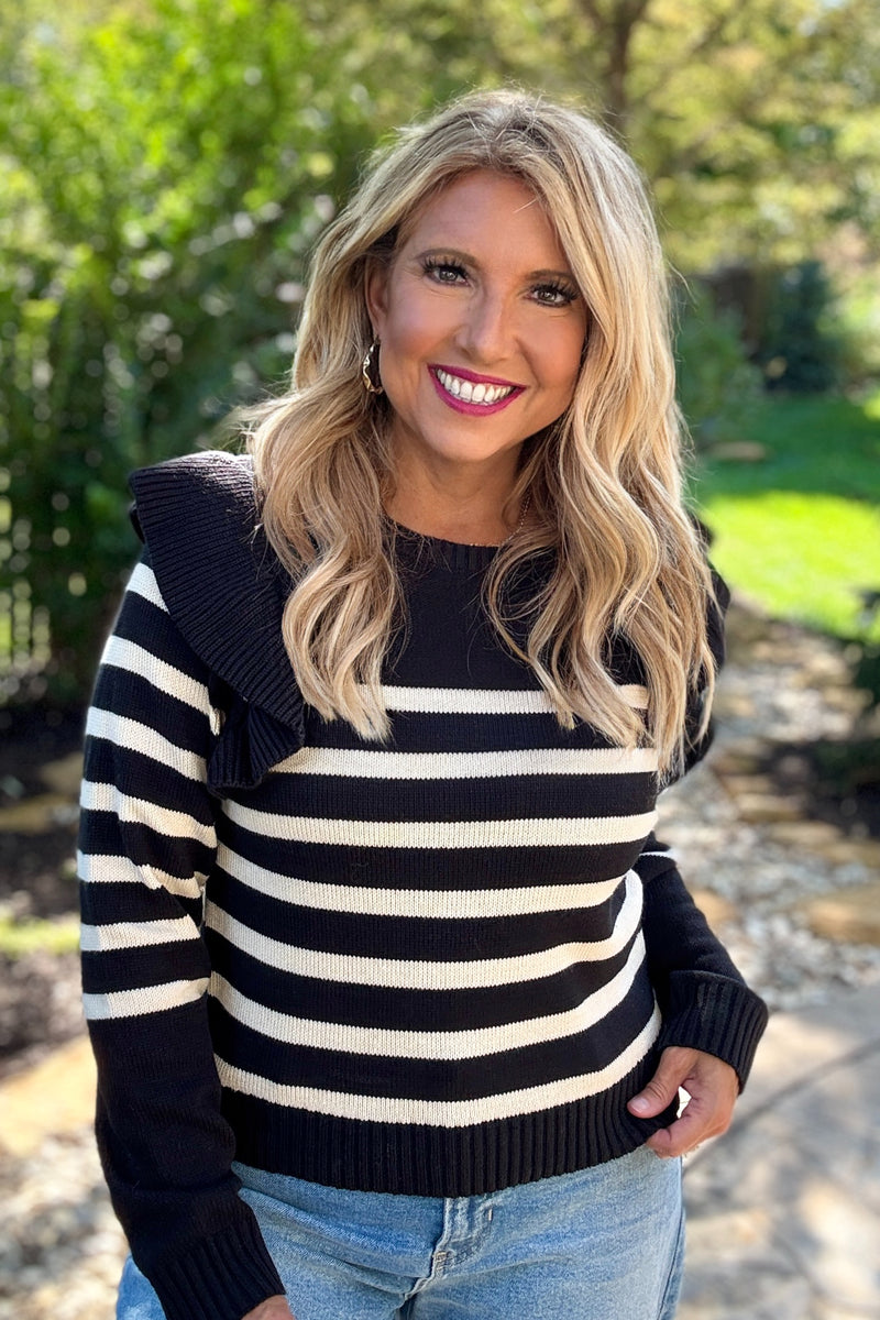 Vanita Striped Sweater : Black/Ivory