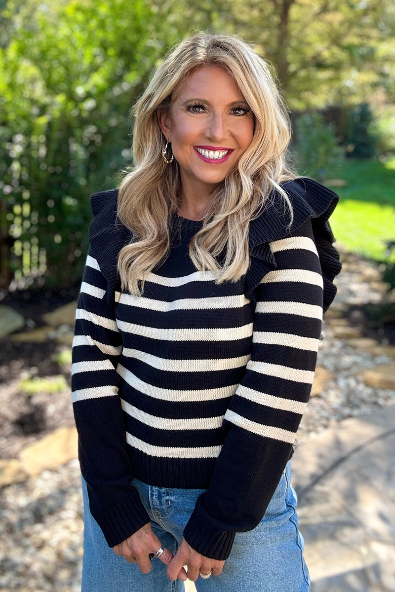 Vanita Striped Sweater : Black/Ivory