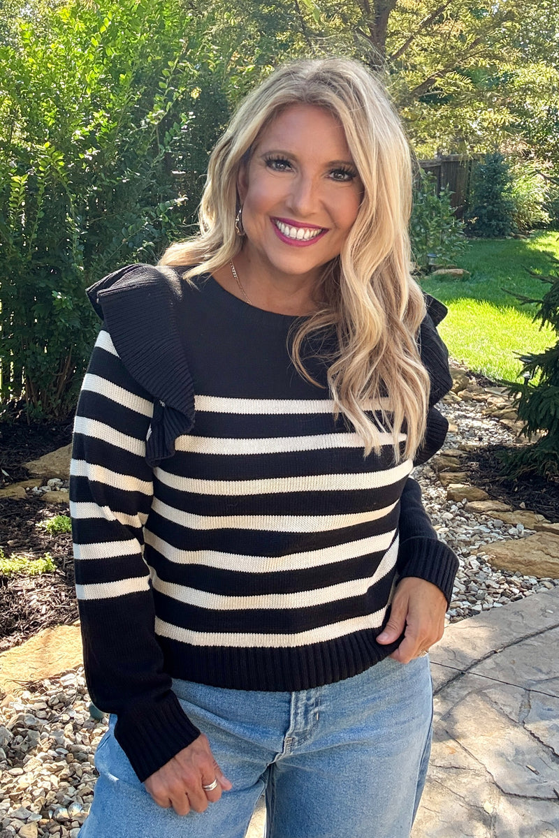 Vanita Striped Sweater : Black/Ivory