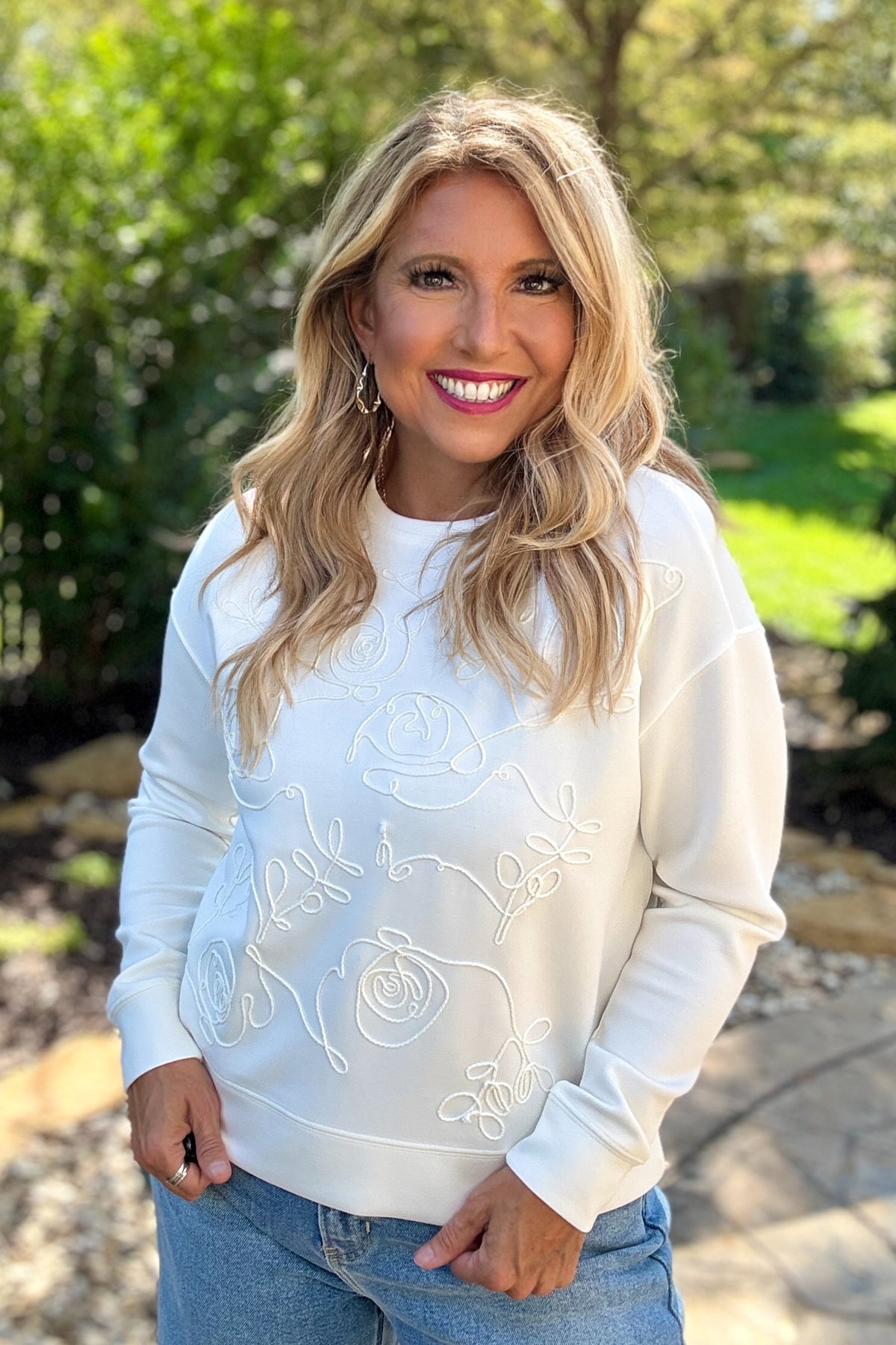 Charlie B Daena Detailed Top : White