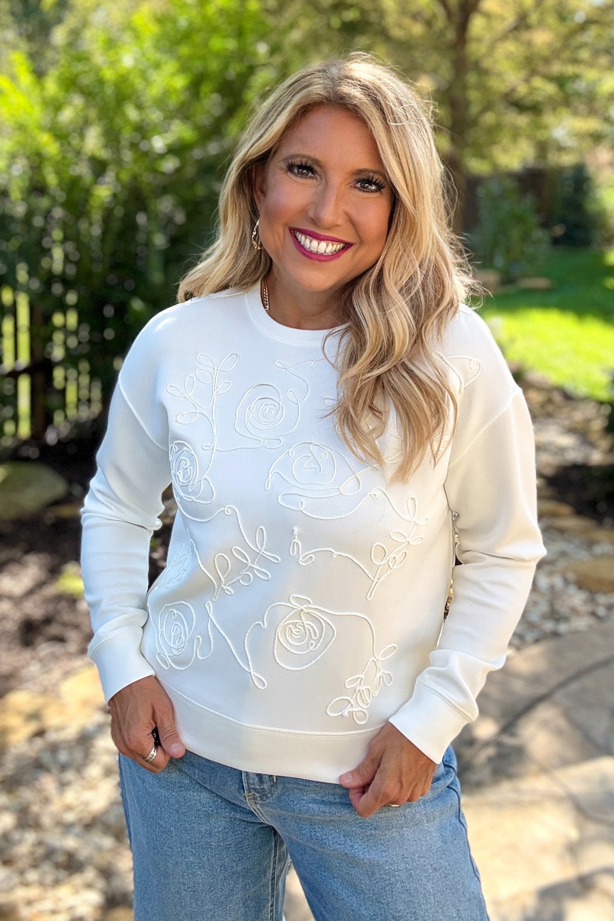 Charlie B Daena Detailed Top : White
