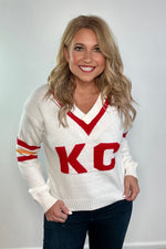 KC Vintage Cheer Sweater : White