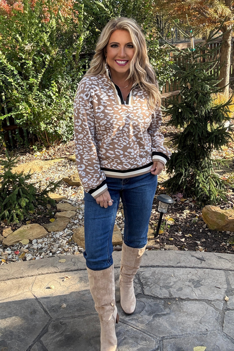 Zosia Quarter Zip Sweater : Taupe