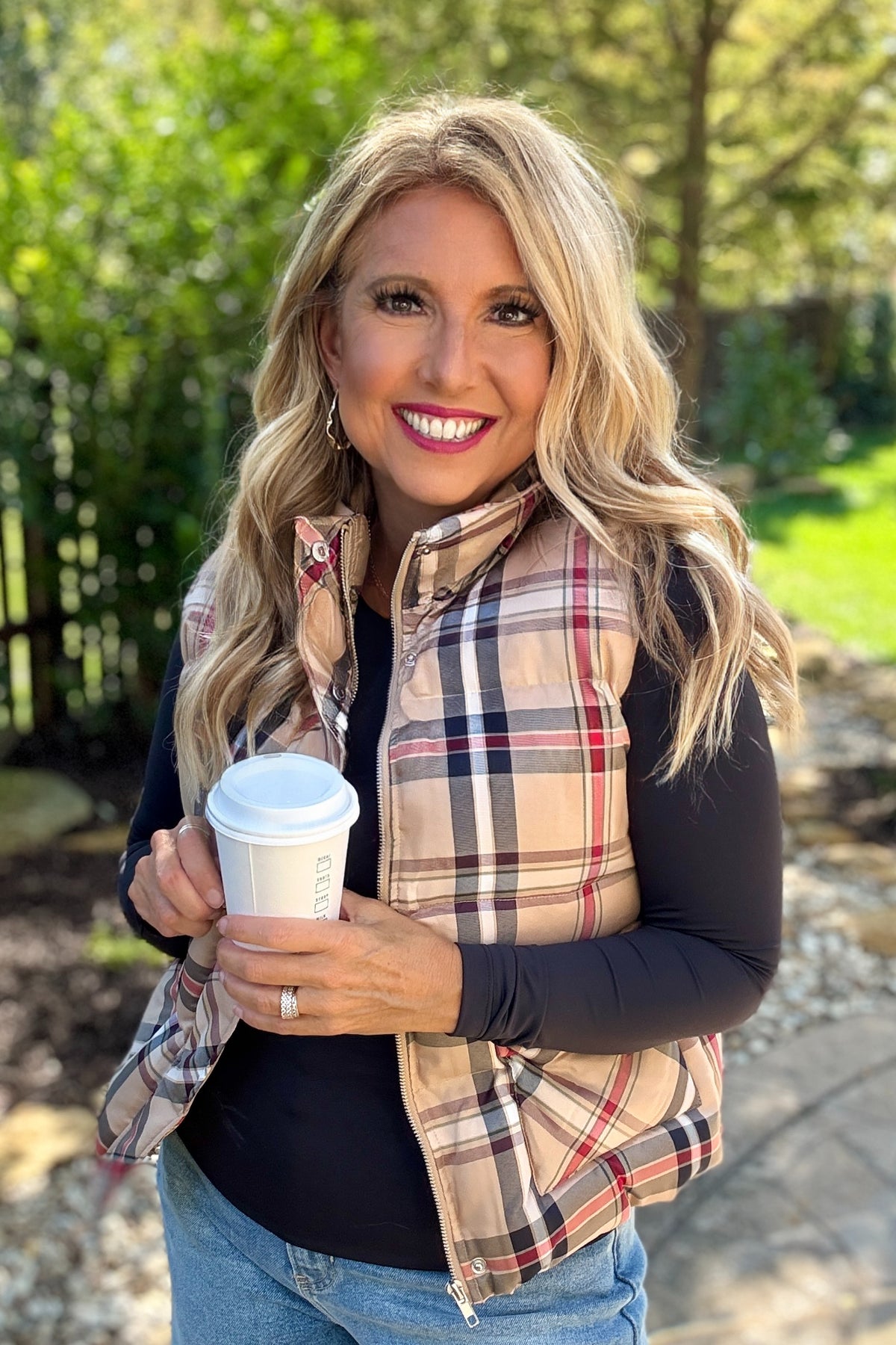 Benicia Plaid Vest : Tan