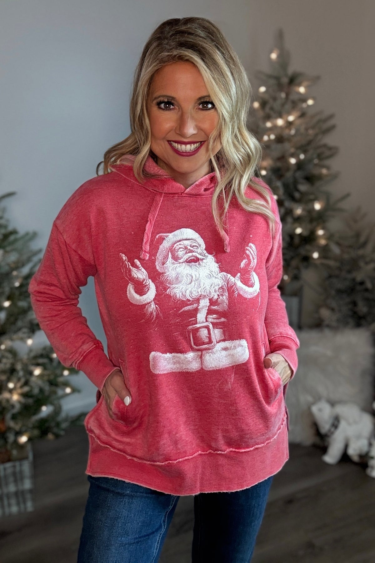 Snowy Santa Hoodie : Red
