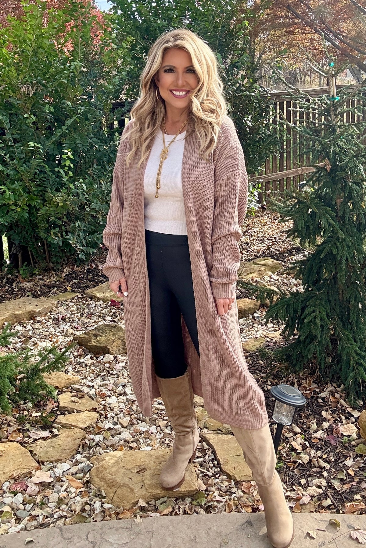 Brooklyn Longline Open Cardigan : Tan