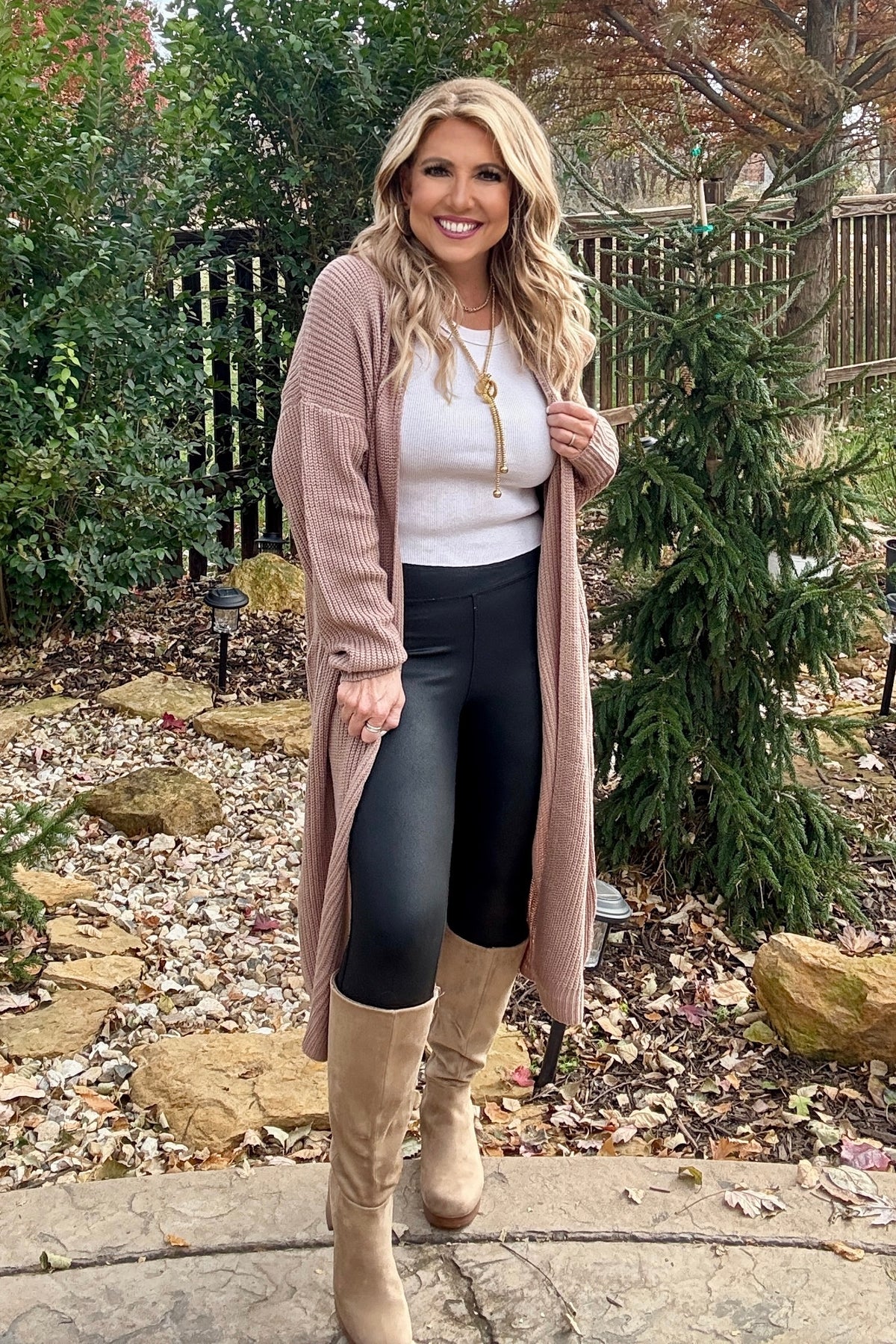 Brooklyn Longline Open Cardigan : Tan