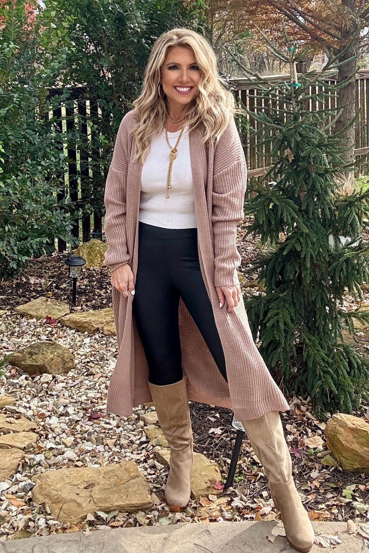 Brooklyn Longline Open Cardigan : Tan